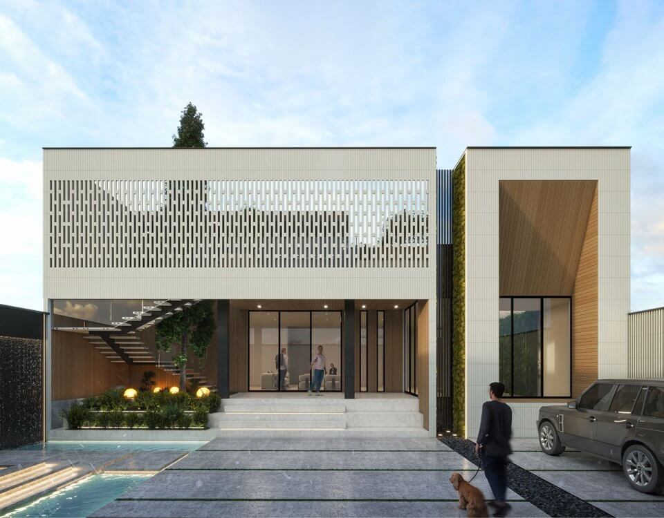 Modern villa with brick and black metal material _ Designed by shahrokh Alipour